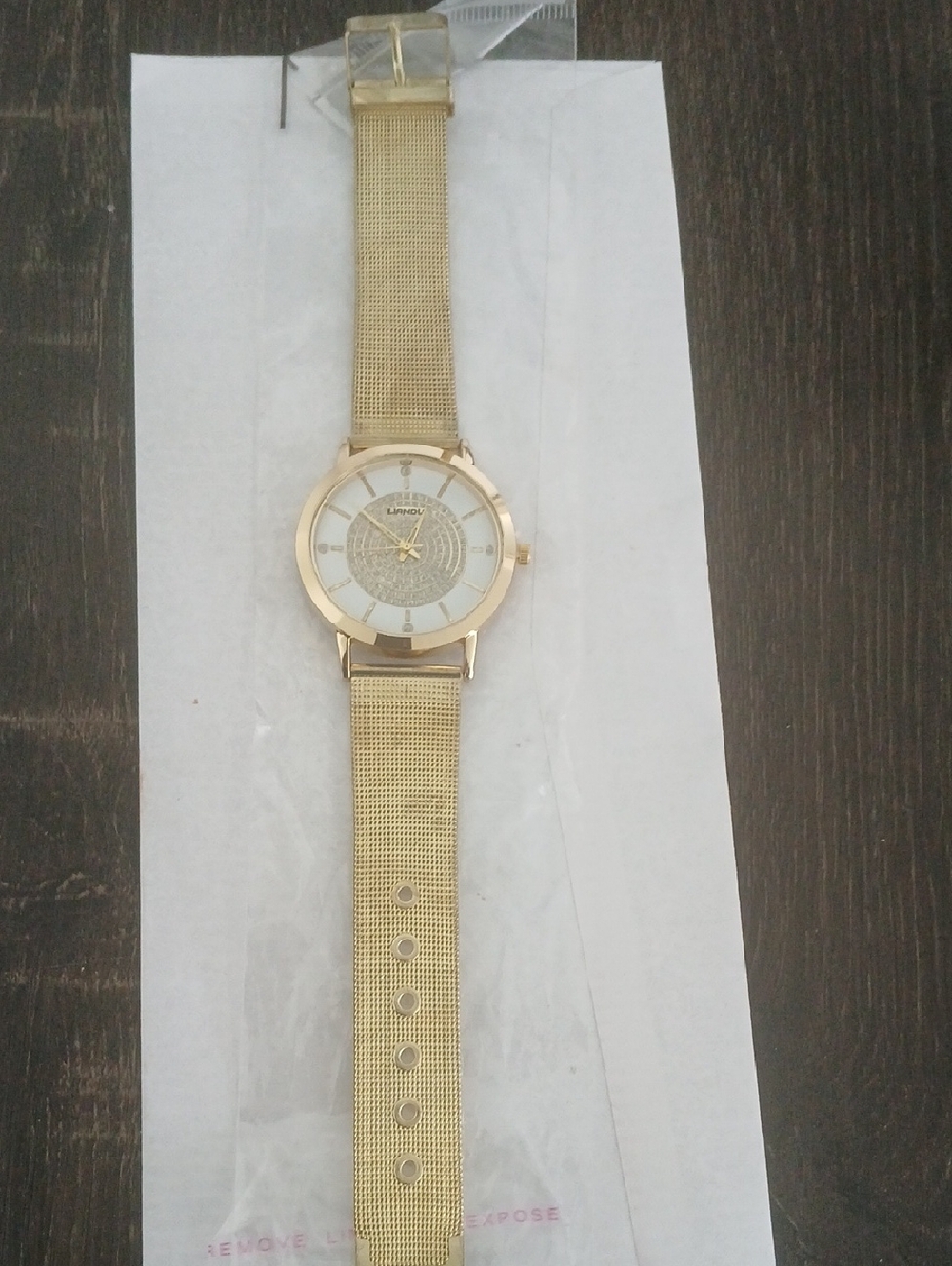 Gold Mesh Strap Analog Watch - Elegant Gold Dial